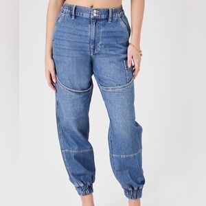 Forever 21 Recycled Cotton Denim Cuffed Joggers